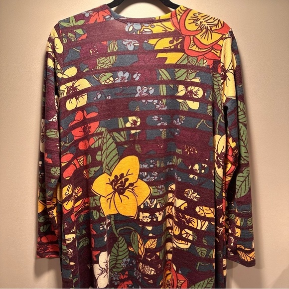 LulaRoe Sarah Long Sleeve Ankle Cardigan Cozy Slightly Thick Floral Boho M 10-12 - Picture 5 of 16
